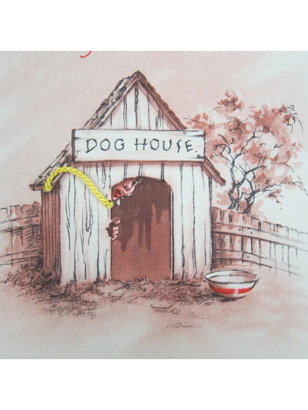 Vintage 1940s Greeting Card Funny Dog House Sorry I Haven't Written Golden Bell